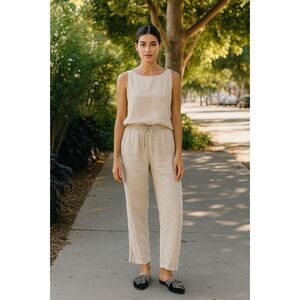 La Bottega Di Brunella Beige 100% Linen Pants Trousers   Women's Size Small